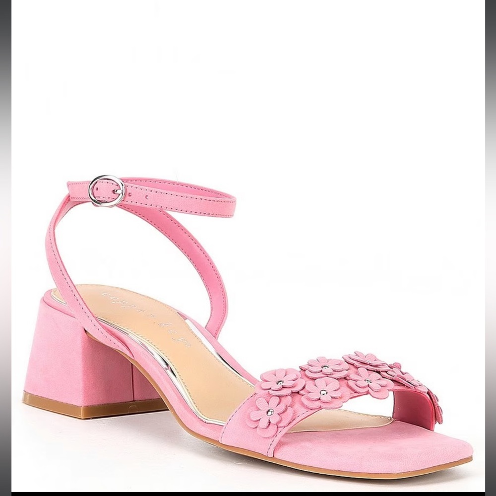 Copper Key Miracle Flower Applique Suede Ankle Strap Dress Sandals size 9